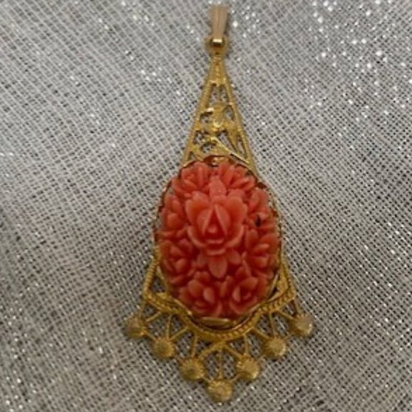 Elizabeth Showers Jewelry Vintage Estate 4k Gold Genuine Coral